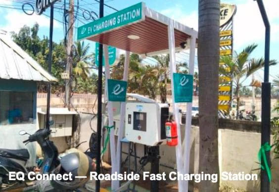 EQ Connect roadside fast charging station with canopy